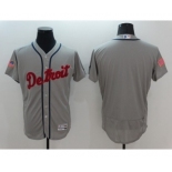 Men Detroit Tigers Blank Majestic Gray 2016 Independence Day Stars & Stripes Flex Base Team Jersey