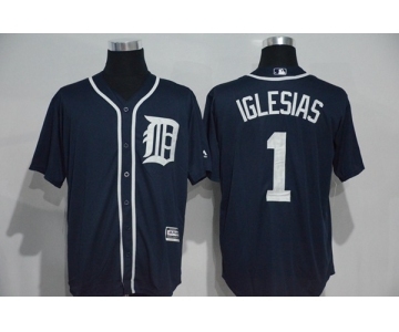 Men's Detroit Tigers #1 Jose Iglesias Blue Official Cool Base Player Jersey