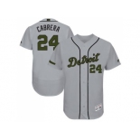 Men's Detroit Tigers #24 Miguel Cabrera Grey Flexbase Authentic Collection Memorial Day Stitched MLB Jersey