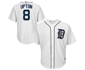 Men's Detroit Tigers #8 Justin Upton White Official Cool Base Player Jersey