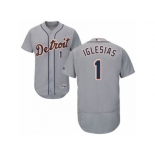 Men's Majestic Detroit Tigers #1 Jose Iglesias Grey Flexbase Authentic Collection MLB Jersey