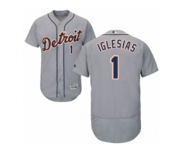 Men's Majestic Detroit Tigers #1 Jose Iglesias Grey Flexbase Authentic Collection MLB Jersey