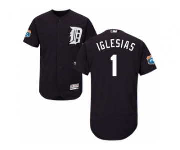 Men's Majestic Detroit Tigers #1 Jose Iglesias Navy Blue Flexbase Authentic Collection MLB Jersey