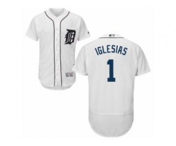 Men's Majestic Detroit Tigers #1 Jose Iglesias White Flexbase Authentic Collection MLB Jersey