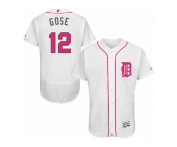 Men's Majestic Detroit Tigers #12 Anthony Gose Authentic White 2016 Mother's Day Fashion Flex Base MLB Jersey