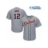 Men's Majestic Detroit Tigers #12 Anthony Gose Replica Grey Road Cool Base MLB Jersey