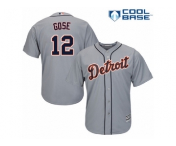 Men's Majestic Detroit Tigers #12 Anthony Gose Replica Grey Road Cool Base MLB Jersey