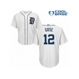 Men's Majestic Detroit Tigers #12 Anthony Gose Replica White Home Cool Base MLB Jersey