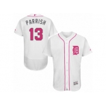 Men's Majestic Detroit Tigers #13 Lance Parrish Authentic White 2016 Mother's Day Fashion Flex Base MLB Jersey