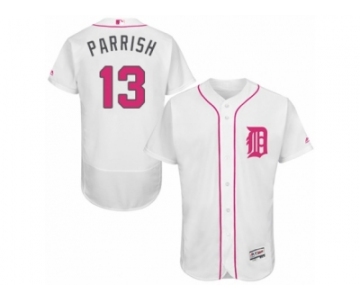 Men's Majestic Detroit Tigers #13 Lance Parrish Authentic White 2016 Mother's Day Fashion Flex Base MLB Jersey