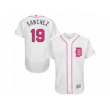 Men's Majestic Detroit Tigers #19 Anibal Sanchez Authentic White 2016 Mother's Day Fashion Flex Base MLB Jersey