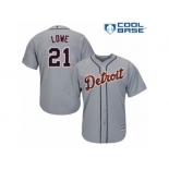 Men's Majestic Detroit Tigers #21 Mark Lowe Replica Grey Road Cool Base MLB Jersey