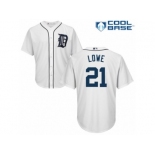 Men's Majestic Detroit Tigers #21 Mark Lowe Replica White Home Cool Base MLB Jersey