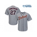 Men's Majestic Detroit Tigers #27 Jordan Zimmermann Authentic Grey Road Cool Base MLB Jersey