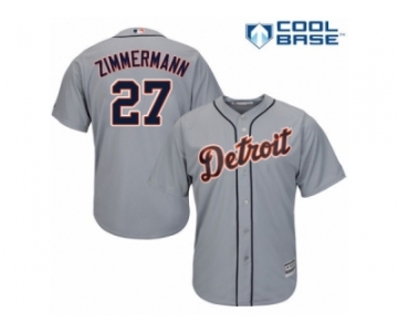 Men's Majestic Detroit Tigers #27 Jordan Zimmermann Authentic Grey Road Cool Base MLB Jersey