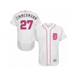 Men's Majestic Detroit Tigers #27 Jordan Zimmermann Authentic White 2016 Mother's Day Fashion Flex Base MLB Jersey