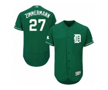 Men's Majestic Detroit Tigers #27 Jordan Zimmermann Green Celtic Flexbase Authentic Collection MLB Jersey