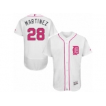 Men's Majestic Detroit Tigers #28 J. D. Martinez Authentic White 2016 Mother's Day Fashion Flex Base MLB Jersey