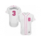 Men's Majestic Detroit Tigers #3 Alan Trammell Authentic White 2016 Mother's Day Fashion Flex Base MLB Jersey