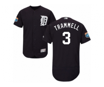 Men's Majestic Detroit Tigers #3 Alan Trammell Navy Blue Flexbase Authentic Collection MLB Jersey