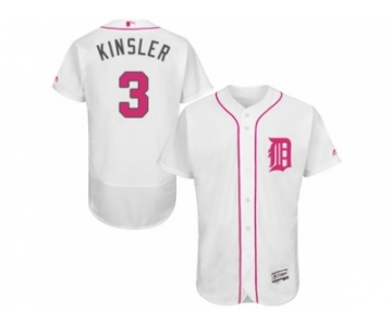 Men's Majestic Detroit Tigers #3 Ian Kinsler Authentic White 2016 Mother's Day Fashion Flex Base MLB Jersey