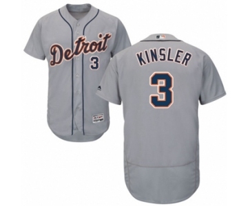 Men's Majestic Detroit Tigers #3 Ian Kinsler Grey Flexbase Authentic Collection MLB Jersey