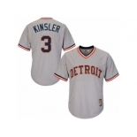 Men's Majestic Detroit Tigers #3 Ian Kinsler Replica Grey Cooperstown MLB Jersey