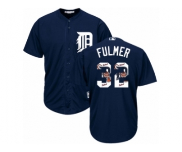 Men's Majestic Detroit Tigers #32 Michael Fulmer Authentic Navy Blue Team Logo Fashion Cool Base MLB Jersey