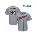 Men's Majestic Detroit Tigers #34 James McCann Replica Grey Road Cool Base MLB Jersey