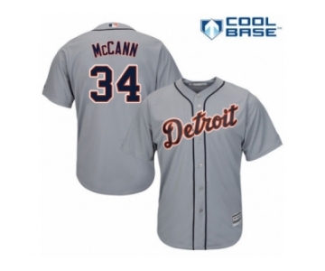 Men's Majestic Detroit Tigers #34 James McCann Replica Grey Road Cool Base MLB Jersey