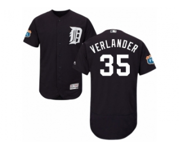 Men's Majestic Detroit Tigers #35 Justin Verlander Navy Blue Flexbase Authentic Collection MLB Jersey