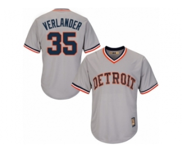 Men's Majestic Detroit Tigers #35 Justin Verlander Replica Grey Cooperstown MLB Jersey