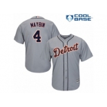 Men's Majestic Detroit Tigers #4 Cameron Maybin Replica Grey Road Cool Base MLB Jersey