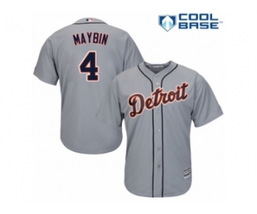 Men's Majestic Detroit Tigers #4 Cameron Maybin Replica Grey Road Cool Base MLB Jersey