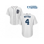 Men's Majestic Detroit Tigers #4 Cameron Maybin Replica White Home Cool Base MLB Jersey