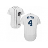 Men's Majestic Detroit Tigers #4 Cameron Maybin White Flexbase Authentic Collection MLB Jersey