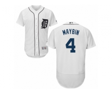 Men's Majestic Detroit Tigers #4 Cameron Maybin White Flexbase Authentic Collection MLB Jersey