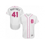 Men's Majestic Detroit Tigers #41 Victor Martinez Authentic White 2016 Mother's Day Fashion Flex Base MLB Jersey