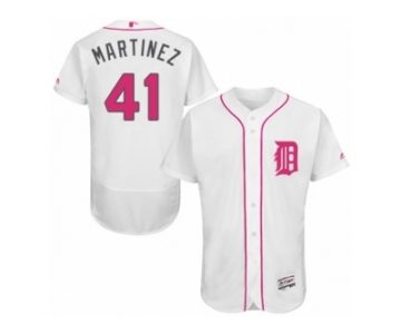 Men's Majestic Detroit Tigers #41 Victor Martinez Authentic White 2016 Mother's Day Fashion Flex Base MLB Jersey