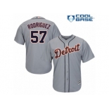 Men's Majestic Detroit Tigers #57 Francisco Rodriguez Replica Grey Road Cool Base MLB Jersey