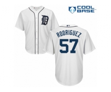 Men's Majestic Detroit Tigers #57 Francisco Rodriguez Replica White Home Cool Base MLB Jersey