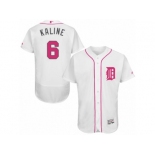 Men's Majestic Detroit Tigers #6 Al Kaline Authentic White 2016 Mother's Day Fashion Flex Base MLB Jersey