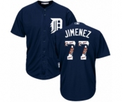 Men's Majestic Detroit Tigers #77 Joe Jimenez Authentic Navy Blue Team Logo Fashion Cool Base MLB Jersey