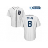 Men's Majestic Detroit Tigers #8 Justin Upton Authentic White Home Cool Base MLB Jersey