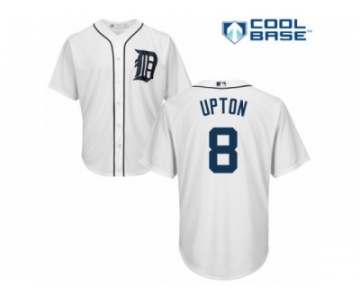 Men's Majestic Detroit Tigers #8 Justin Upton Authentic White Home Cool Base MLB Jersey