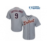 Men's Majestic Detroit Tigers #9 Nick Castellanos Authentic Grey Road Cool Base MLB Jersey