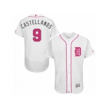 Men's Majestic Detroit Tigers #9 Nick Castellanos Authentic White 2016 Mother's Day Fashion Flex Base MLB Jersey