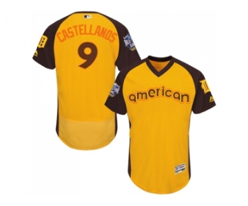 Men's Majestic Detroit Tigers #9 Nick Castellanos Yellow 2016 All-Star American League BP Authentic Collection Flex Base MLB Jersey