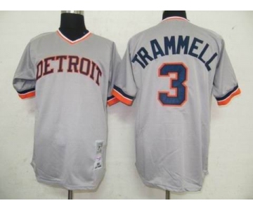 mlb jerseys detroit tigers #3 trammelll m&n grey