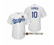 2019 Armed Forces #10 Day Justin Turner Los Angeles Dodgers White Jersey